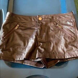 NWOT brown pleather shorts size small